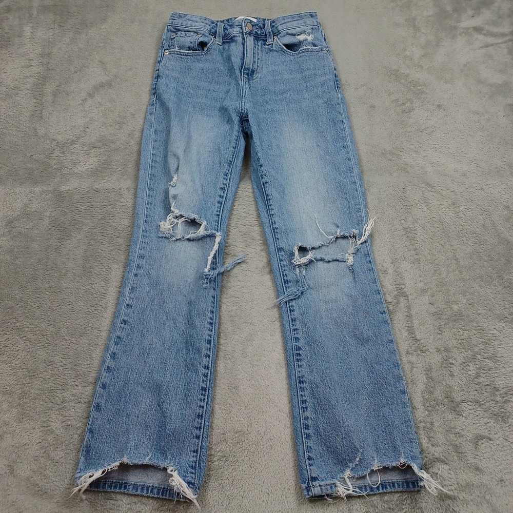 Pistola Jeans Womens 25 Blue Denim High Rise Cropped Bootcut Preppy Distressed